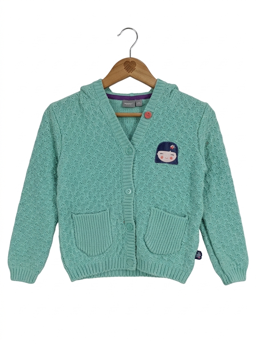 Sergent Major Strickjacke Kapuze Mädchen Gr. 92 Türkis Baumwolle 1