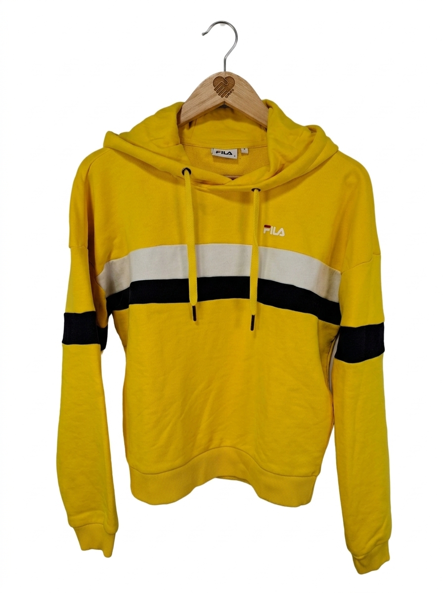 FILA Damen Kapuzenpullover Hoodie Gelb Gr. S Streetwear Sport 1