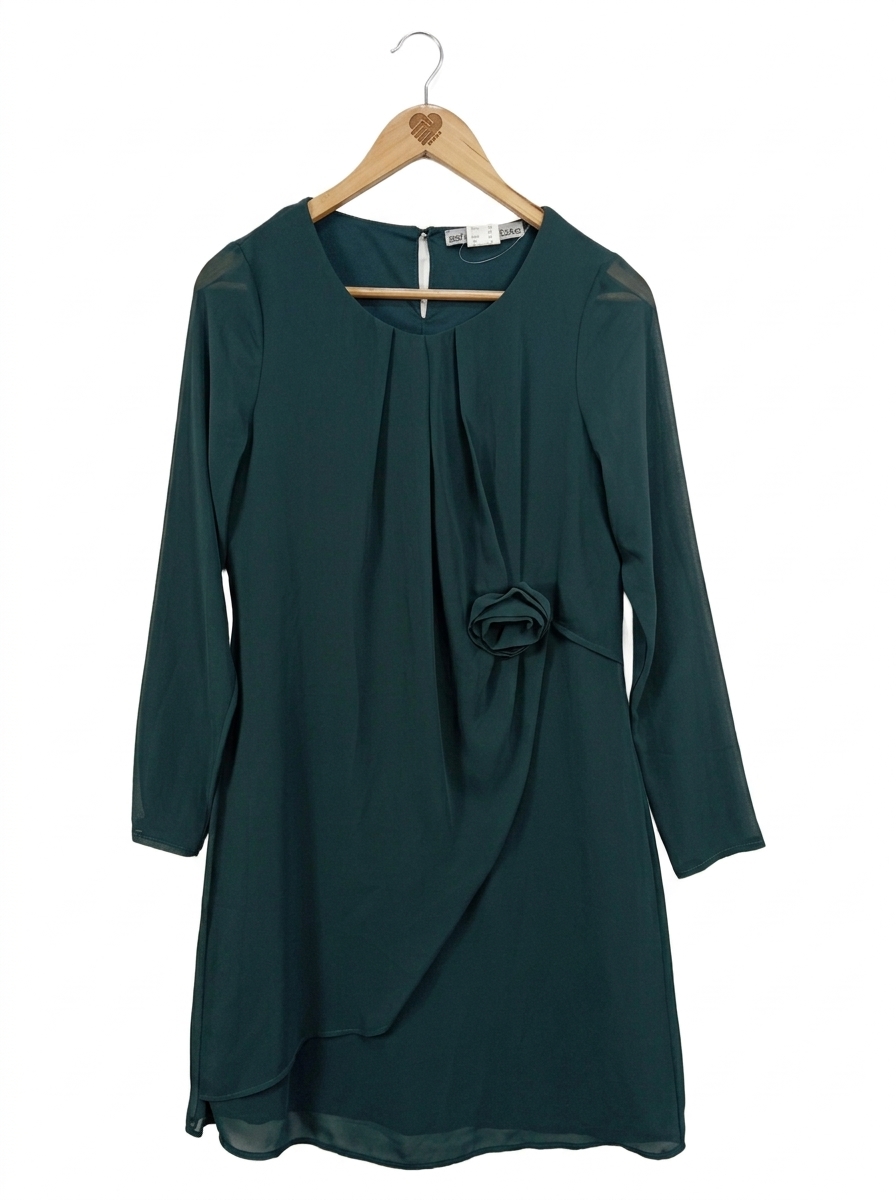 ASHLEY BROOKE Damen Freizeitkleid Gr. 34/XS Grün Elegant Polyester 1