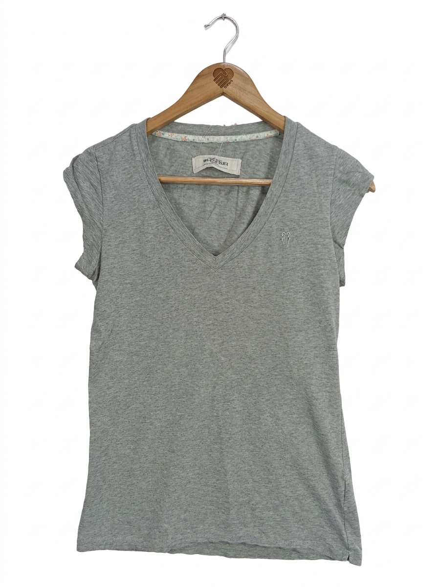 Bleifrei Damen T-Shirt V-Ausschnitt Grau Gr. 36/S Casual 1
