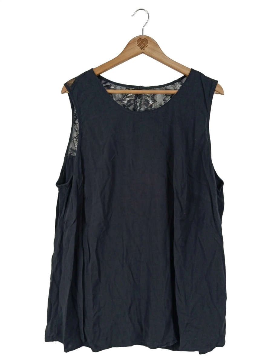 Zizzi Damen Top Schwarz Gr. 42/XL Casual Basic mit Spitze 1