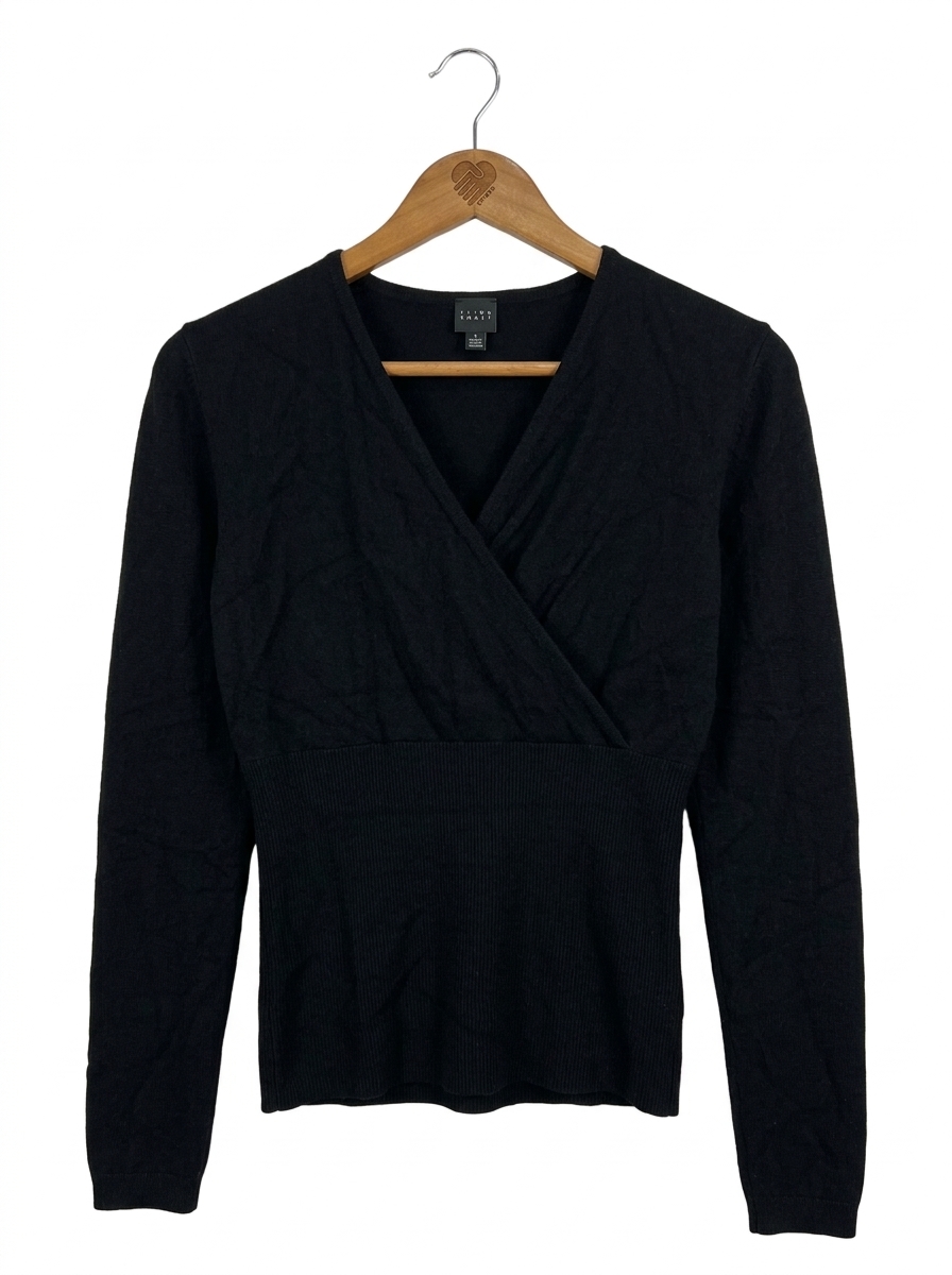 s.Oliver Black Label Damen Pullover Wickeloptik Schwarz Gr. 32/XXS 1